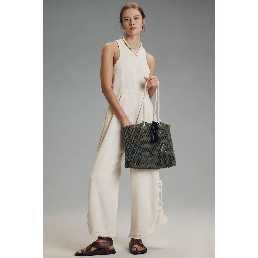 Anthropologie Daily Practice Seamed Wide-Leg Jumpsuit One-Piece Ivory Xxs
